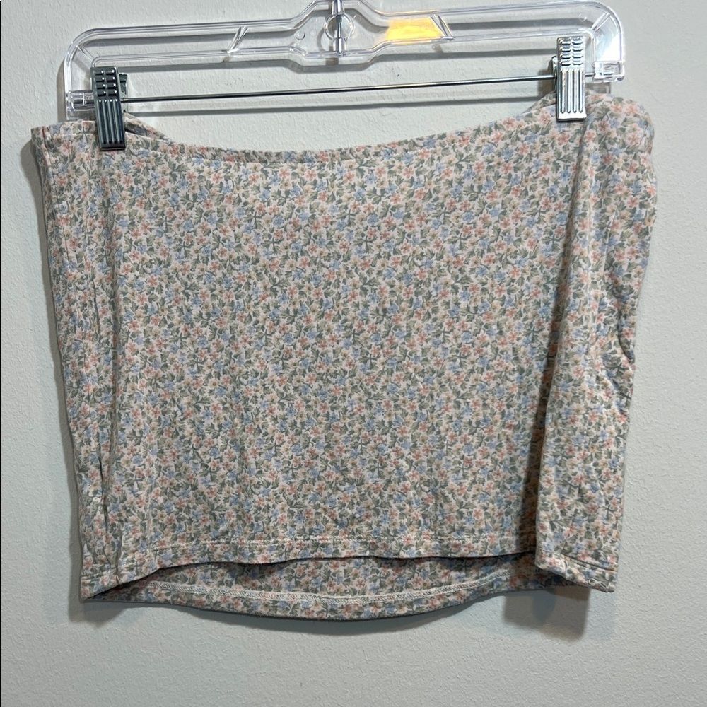 American Eagle Outfitters Floral Crop Top - Cream and Blue - Picture 3 of 3